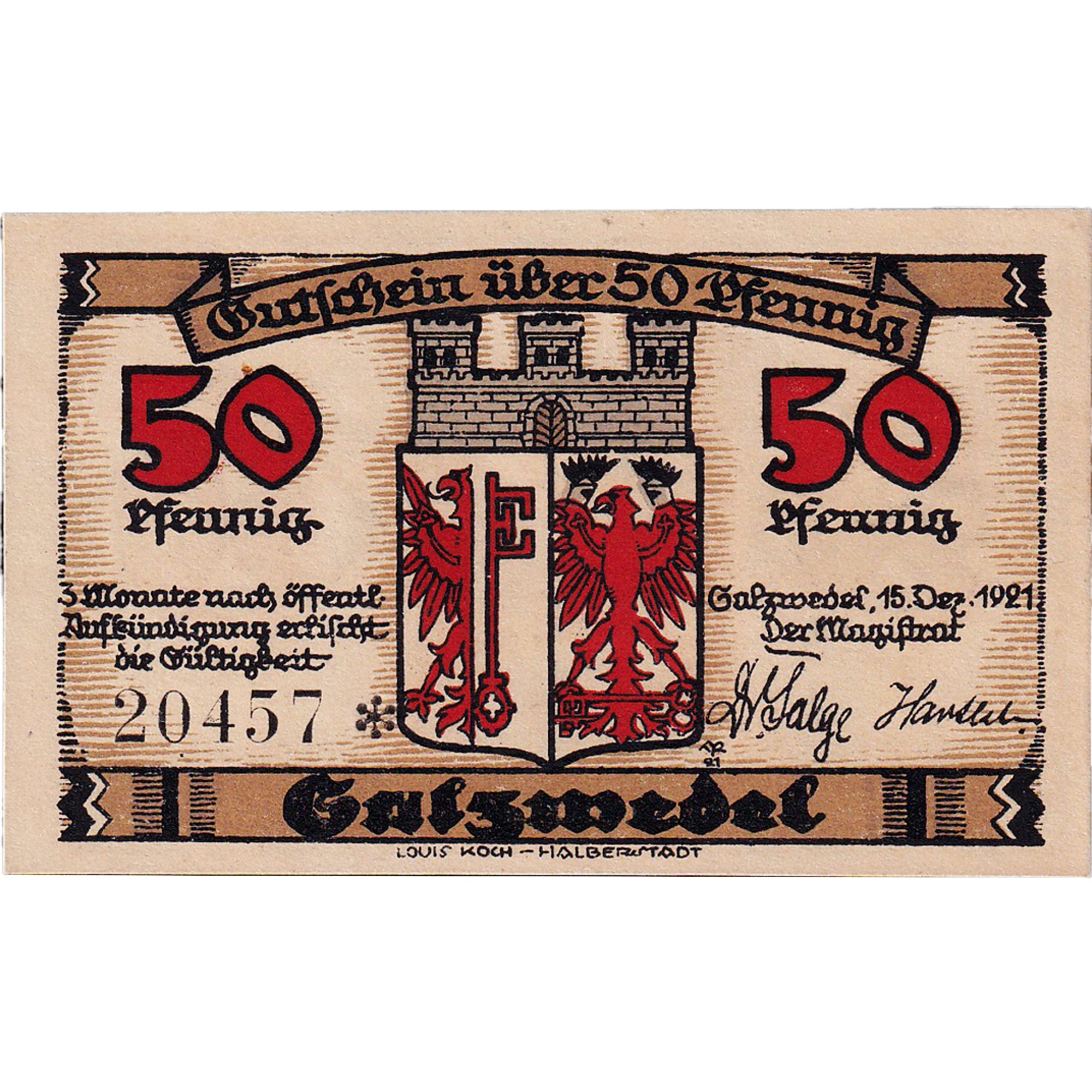 Banconote, Germania, Salzwedel, 50 Pfennig, Maison, 1921 SPL Mehl:1162.2a