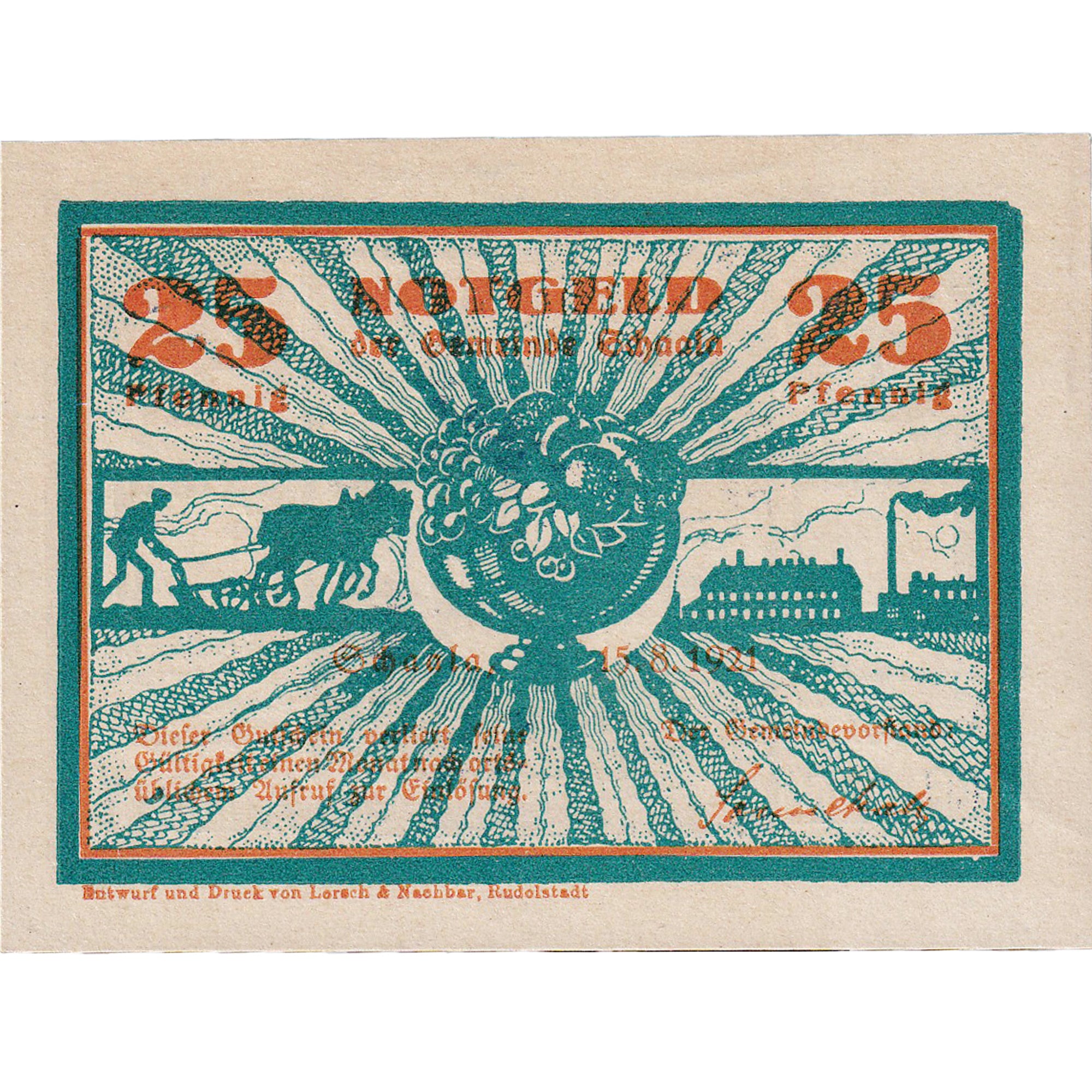 Banconote, Germania, Schaala, 25 Pfennig, champs 1921-08-15, SPL Mehl:1170.1