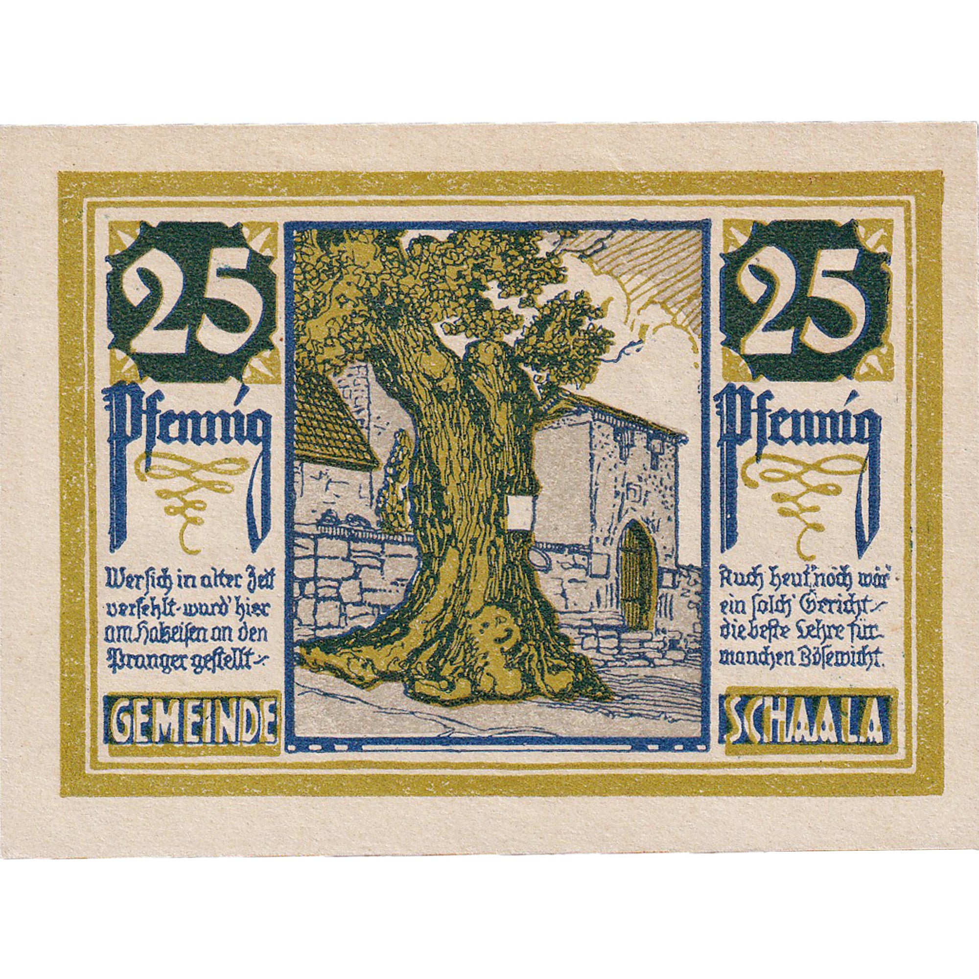 Banconote, Germania, Schaala, 25 Pfennig, champs 1921-08-15, SPL Mehl:1170.1