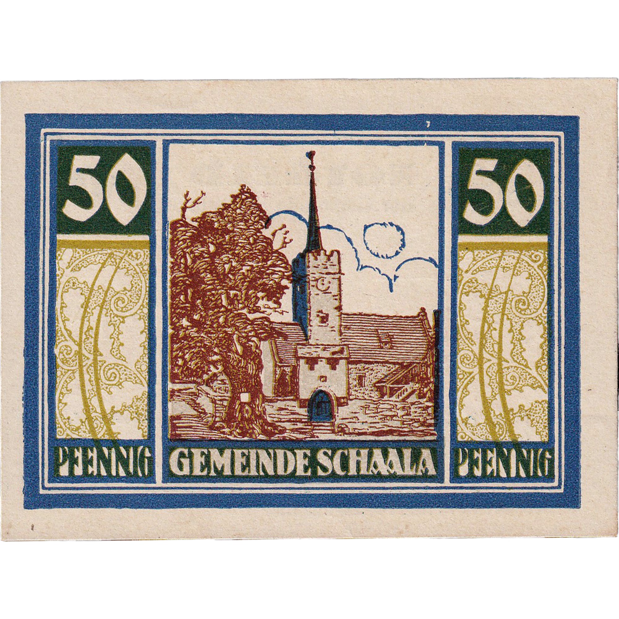 Banconote, Germania, Schaala, 50 Pfennig, Eglise 1921-08-15, SPL Mehl:1170.1