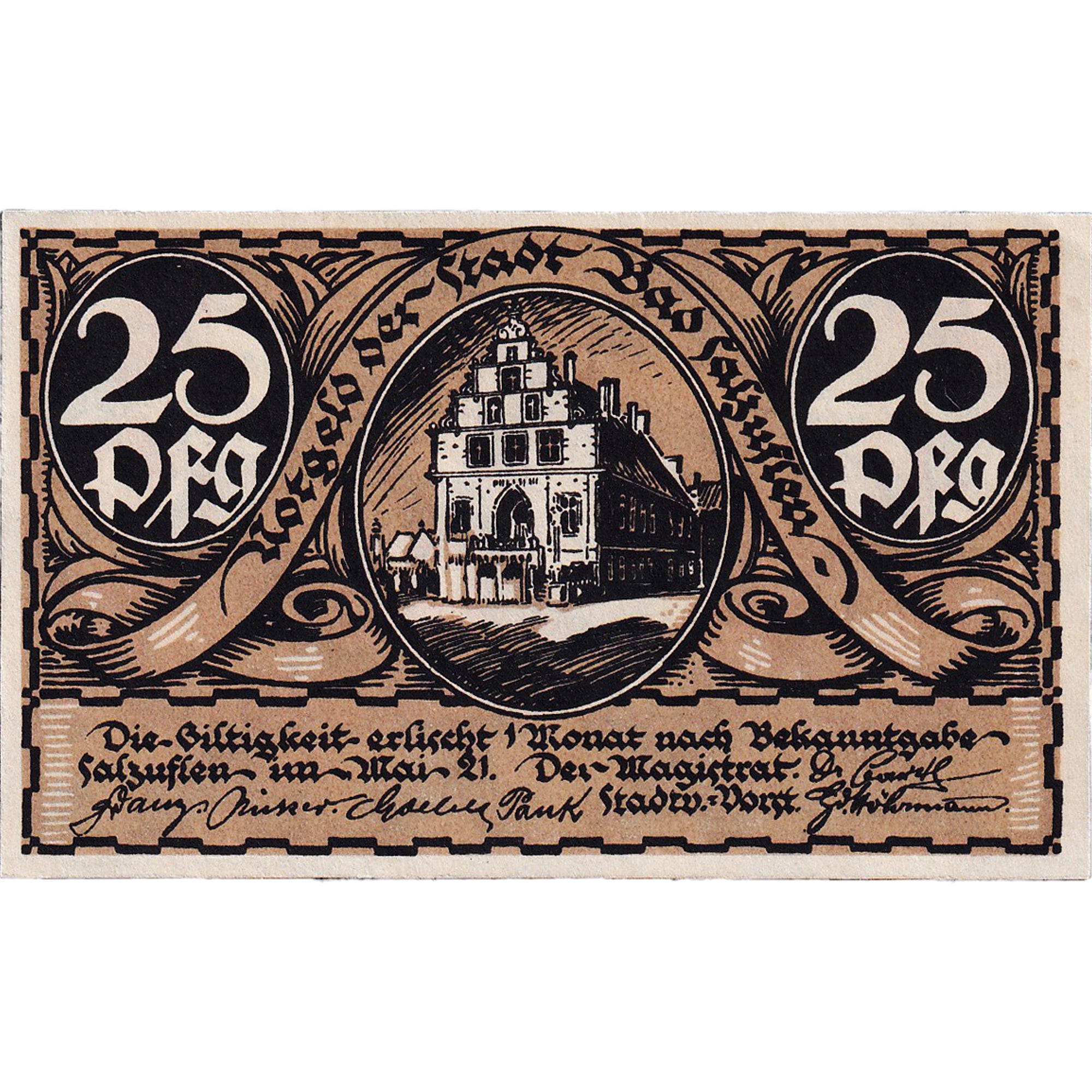 Banconote, Germania, Salzungen, 25 Pfennig, personnage, 1921, SPL, Mehl:1159.1