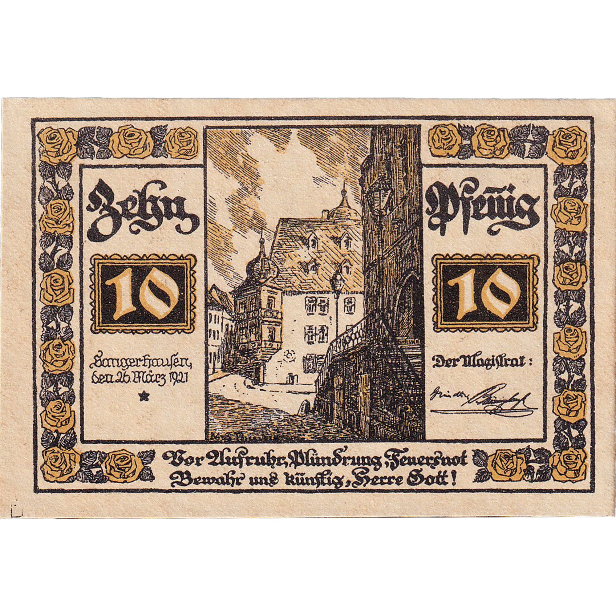 Banconote, Germania, Sangerhausen, 10 Pfennig, manoir, 1921 SPL Mehl:1163.1a