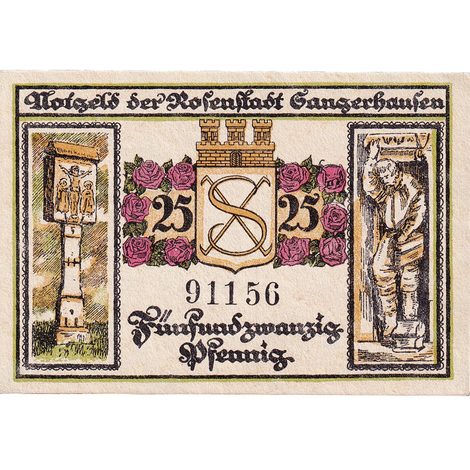 Banconote, Germania, Sangerhausen, 25 Pfennig, fontaine, 1921, SPL Mehl:1163.1b