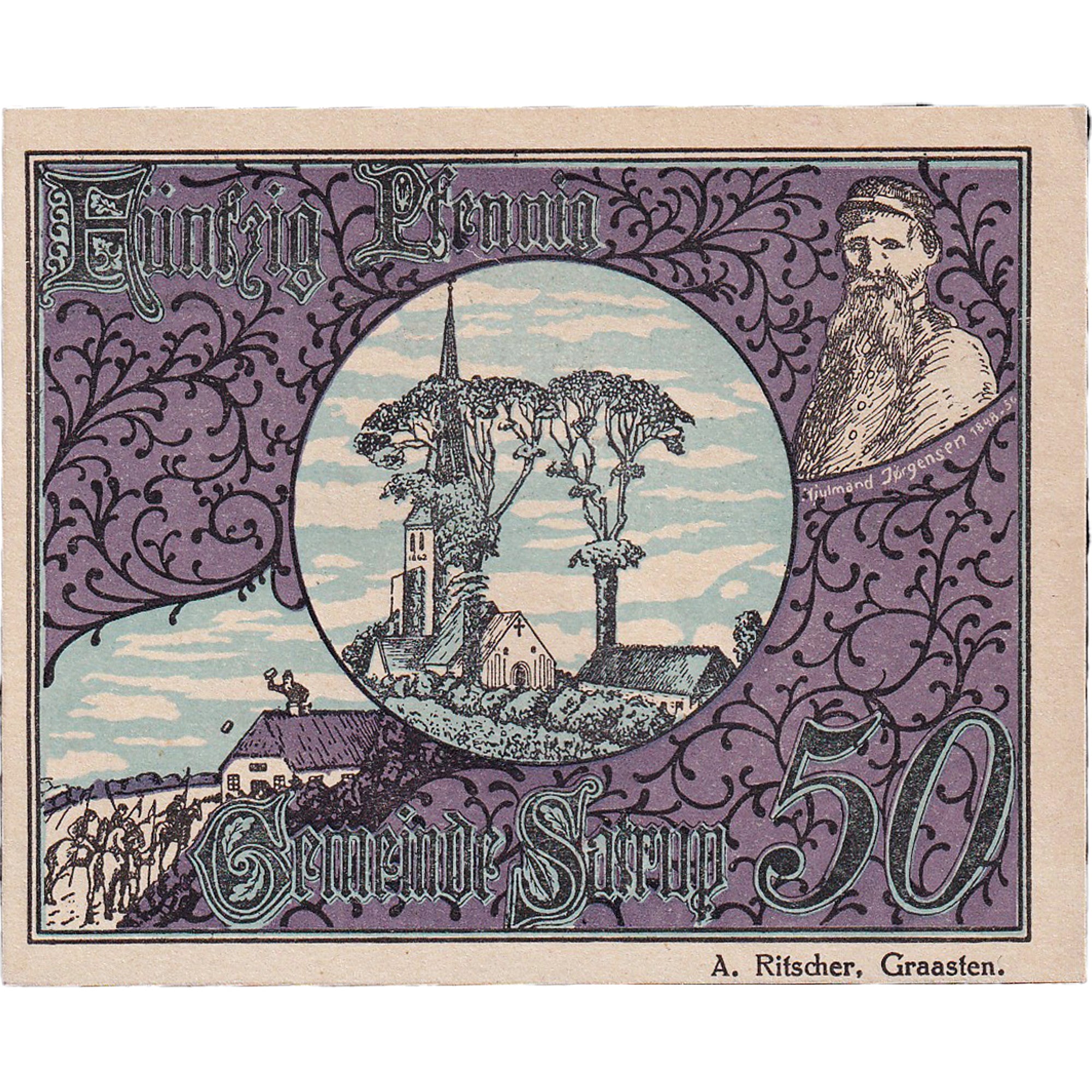 Banknote, Germany, Satrup, 50 Pfennig, fleuve, 1920, UNC(63), Mehl:1168.2d