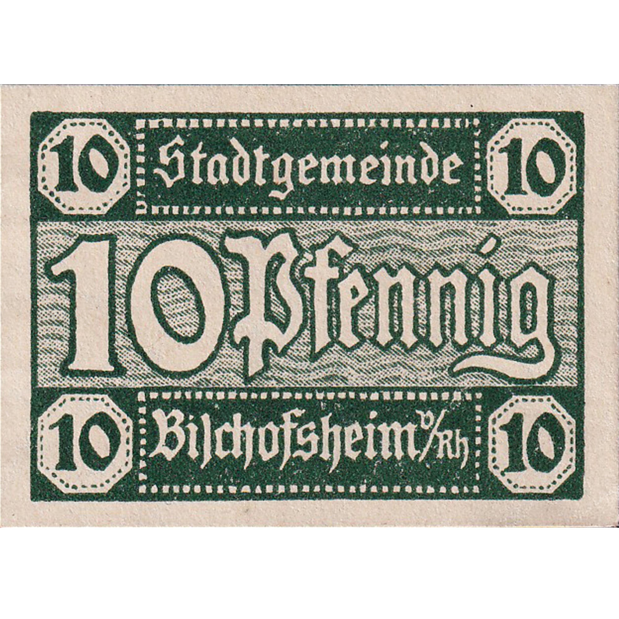 Banconote, Germania, Bischofsheim, 10 Pfennig, château, 1921, SPL, Mehl:107.1