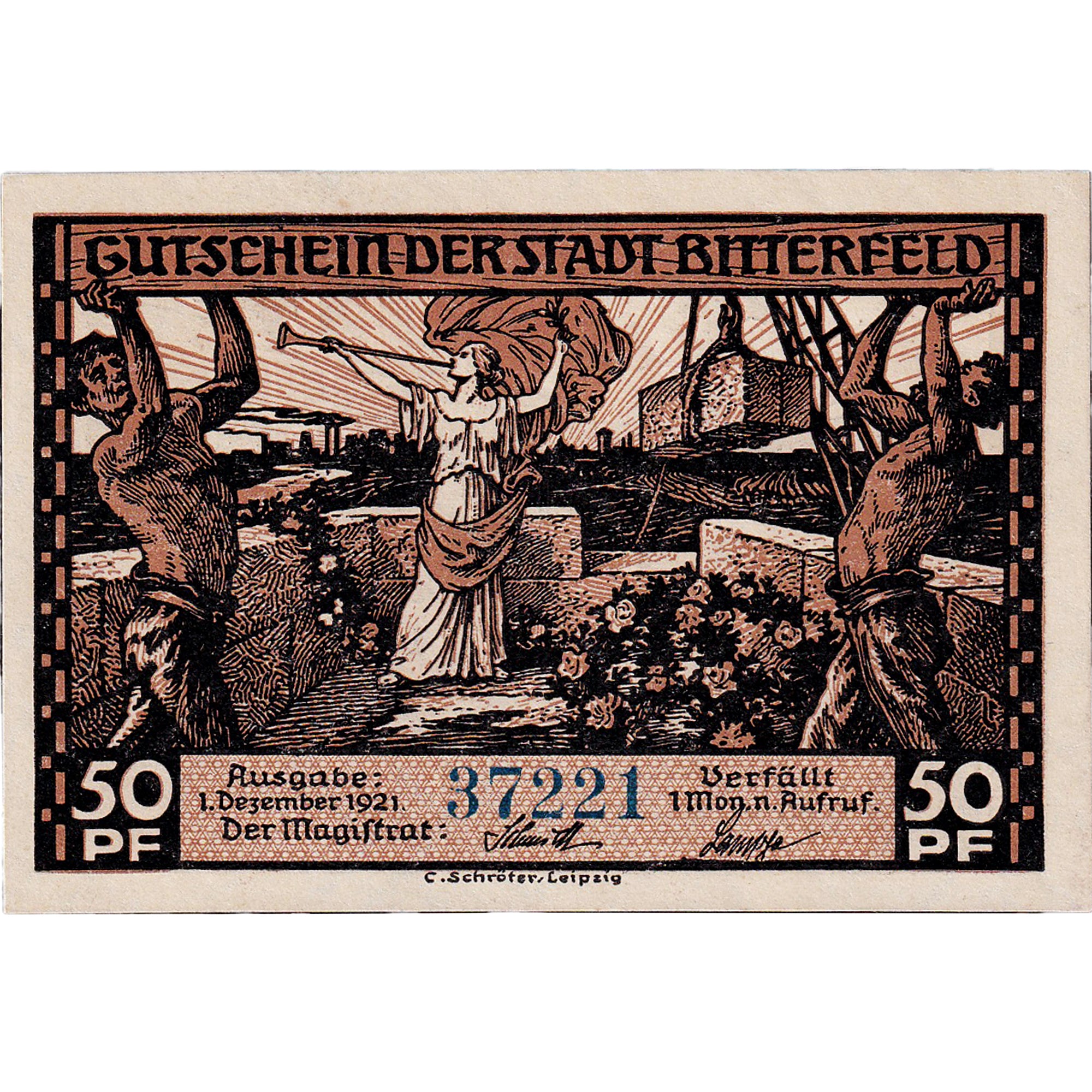 Banconote, Germania, Bitterfeld, 50 Pfennig, charbon, 1921, SPL, Mehl:111.3
