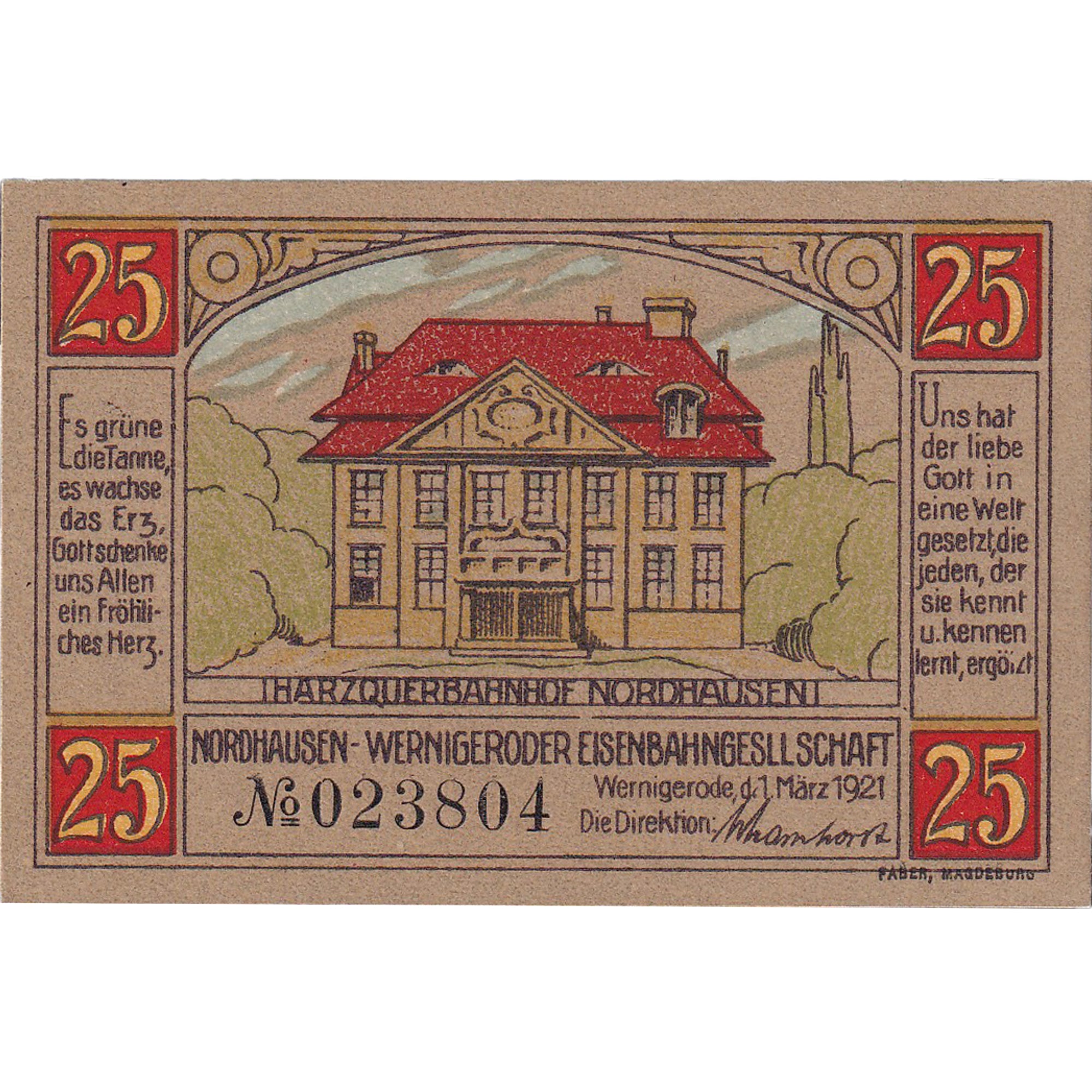 Banconote, Germania, Wernigerode, 25 Pfennig, Maison 1921-03-01, SPL Mehl:1406.1