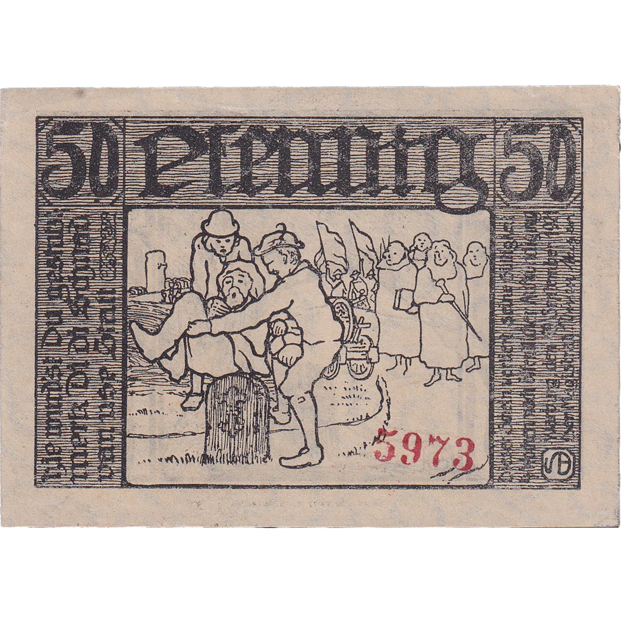 Banknot, Niemcy, Warburg, 50 Pfennig, personnage, 1921, UNC(63) Mehl:1376.2a