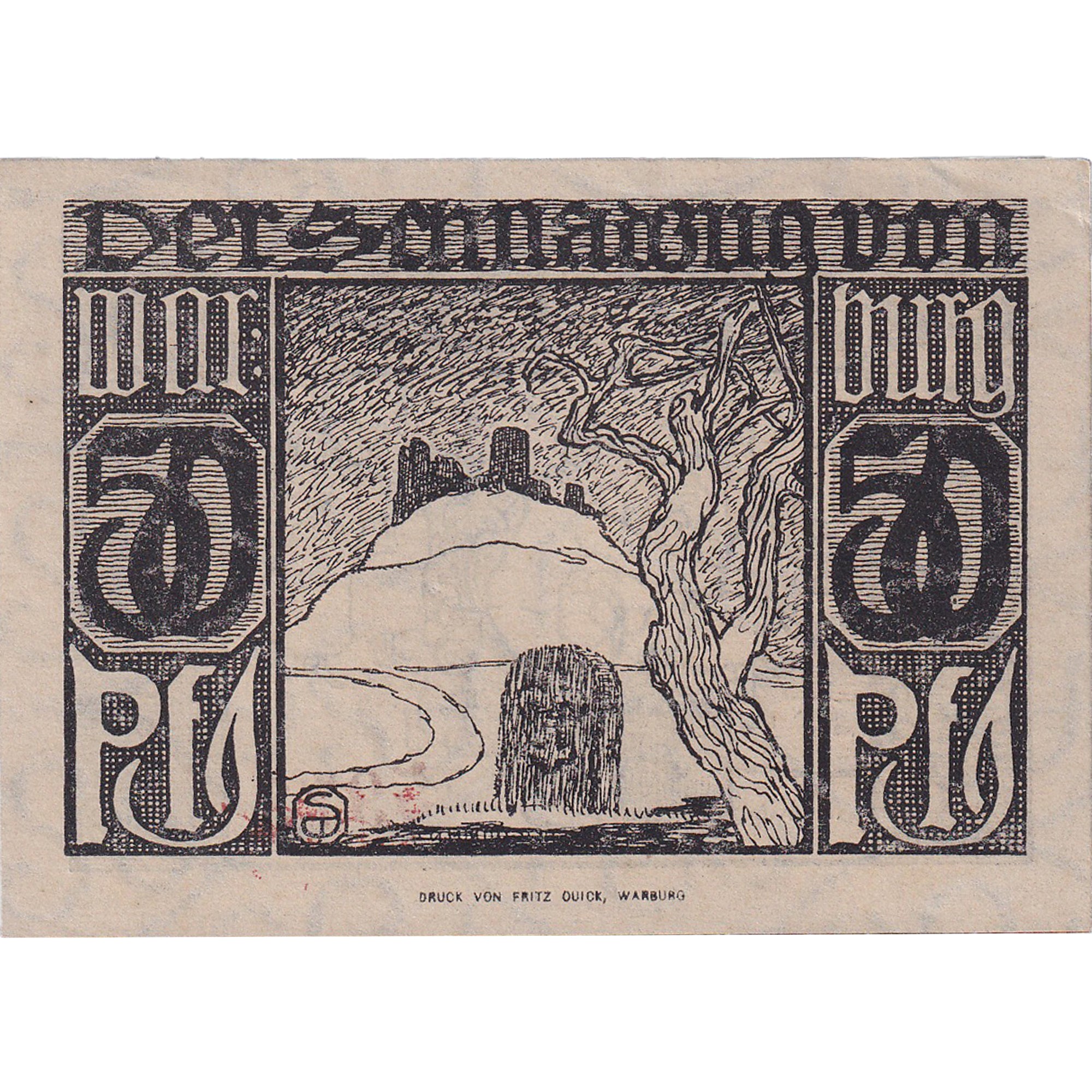 Banknot, Niemcy, Warburg, 50 Pfennig, personnage, 1921, UNC(63) Mehl:1376.2a