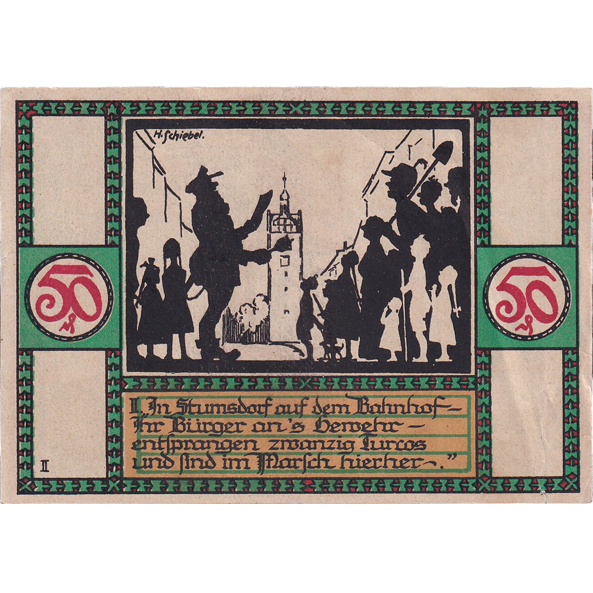 Banknot, Niemcy, Zörbig, 50 Pfennig, personnage 1921 AU(55-58) Mehl:1475.4a