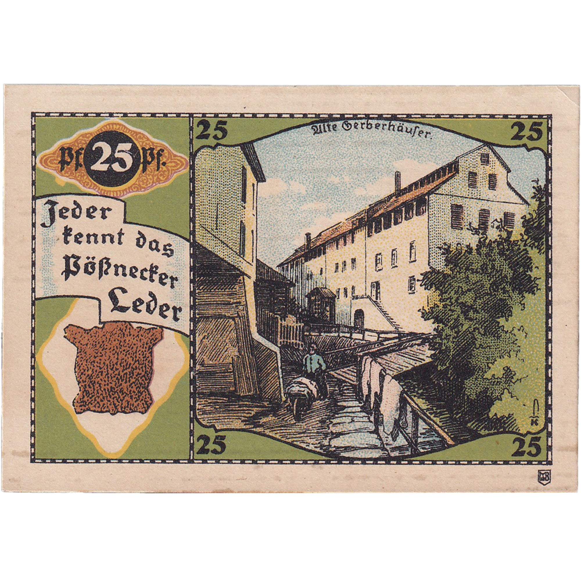 Banconote, Germania, Possneck, 25 Pfennig, rue, 1921, SPL, Mehl:1066.6
