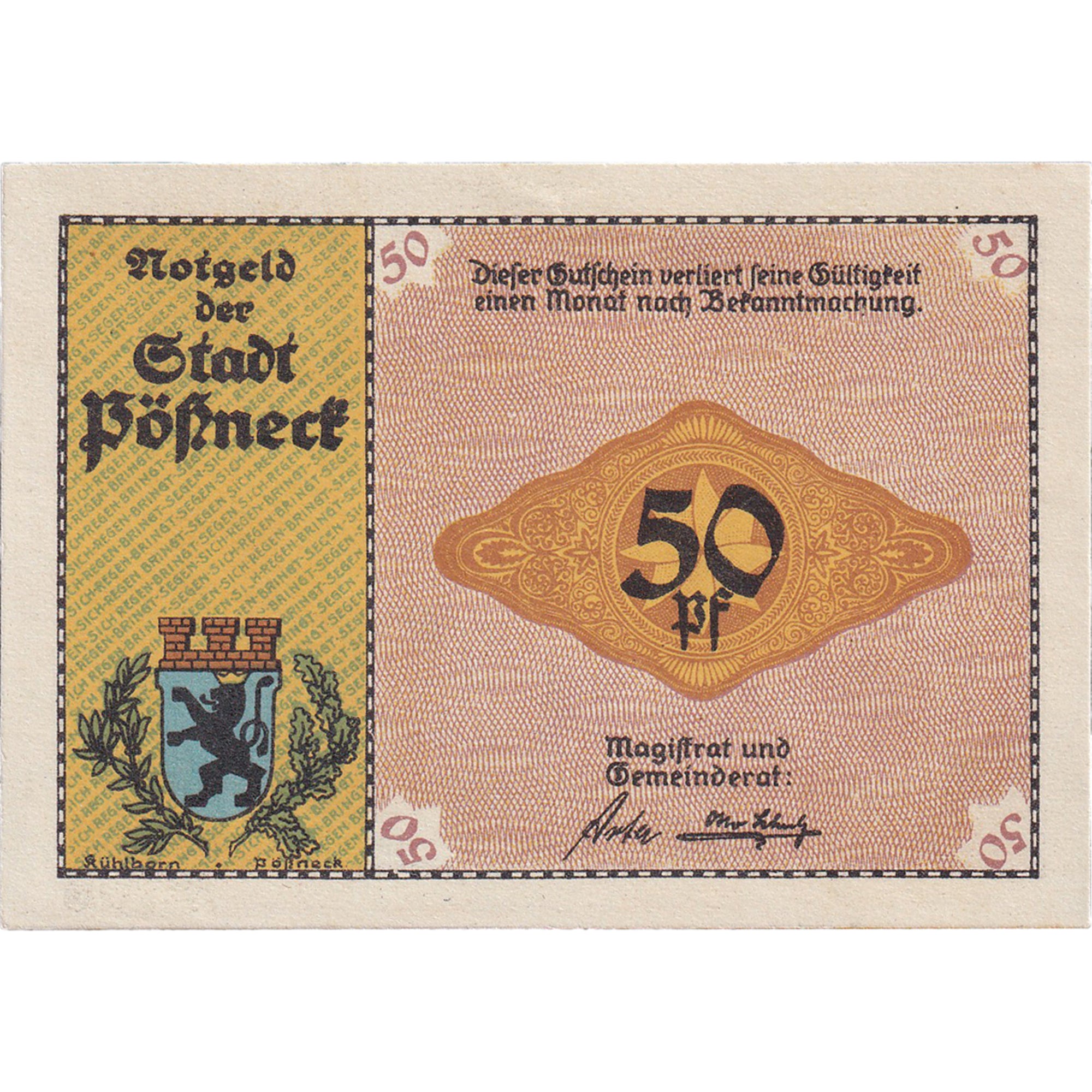Banknot, Niemcy, Possneck, 50 Pfennig, CHOCOLATERIE, 1921, UNC(63), Mehl:1066.6