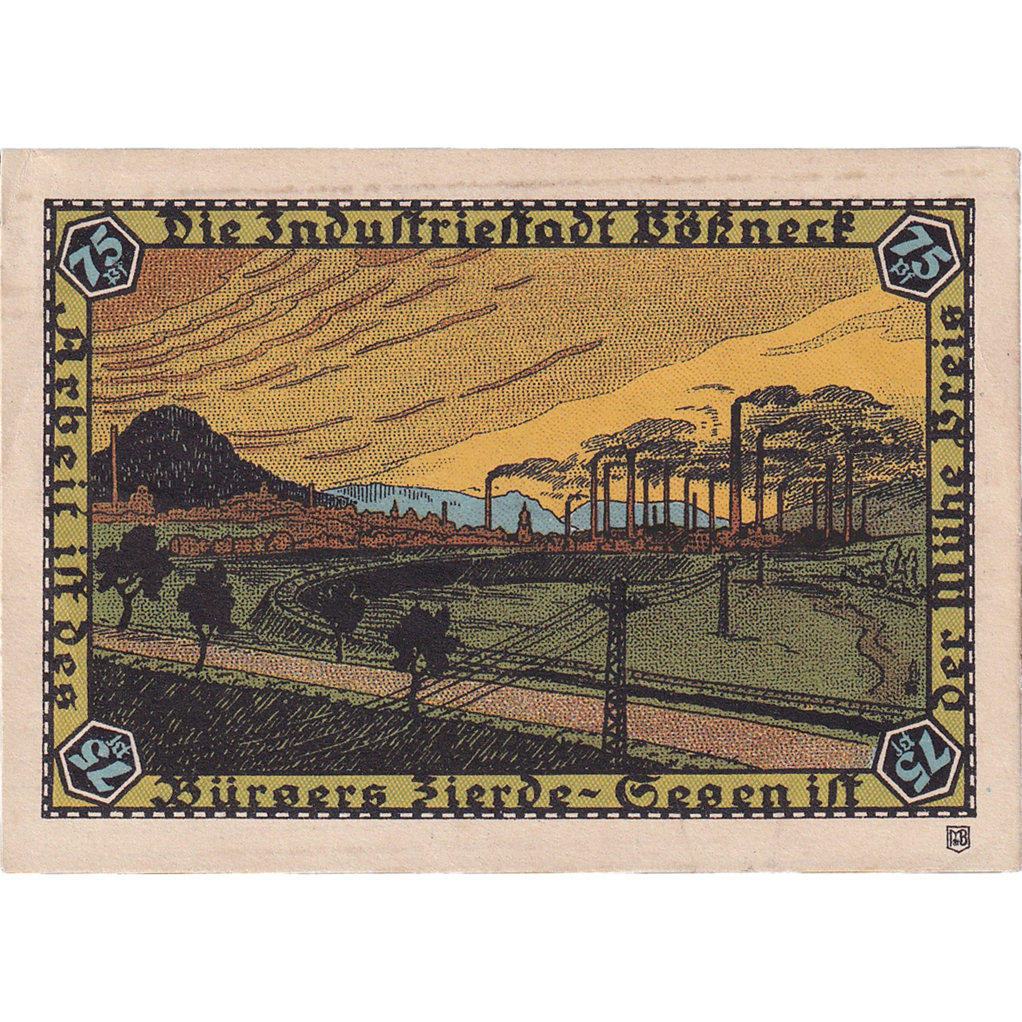 Banconote, Germania, Possneck, 75 Pfennig, Usine, 1921, SPL, Mehl:1066.6