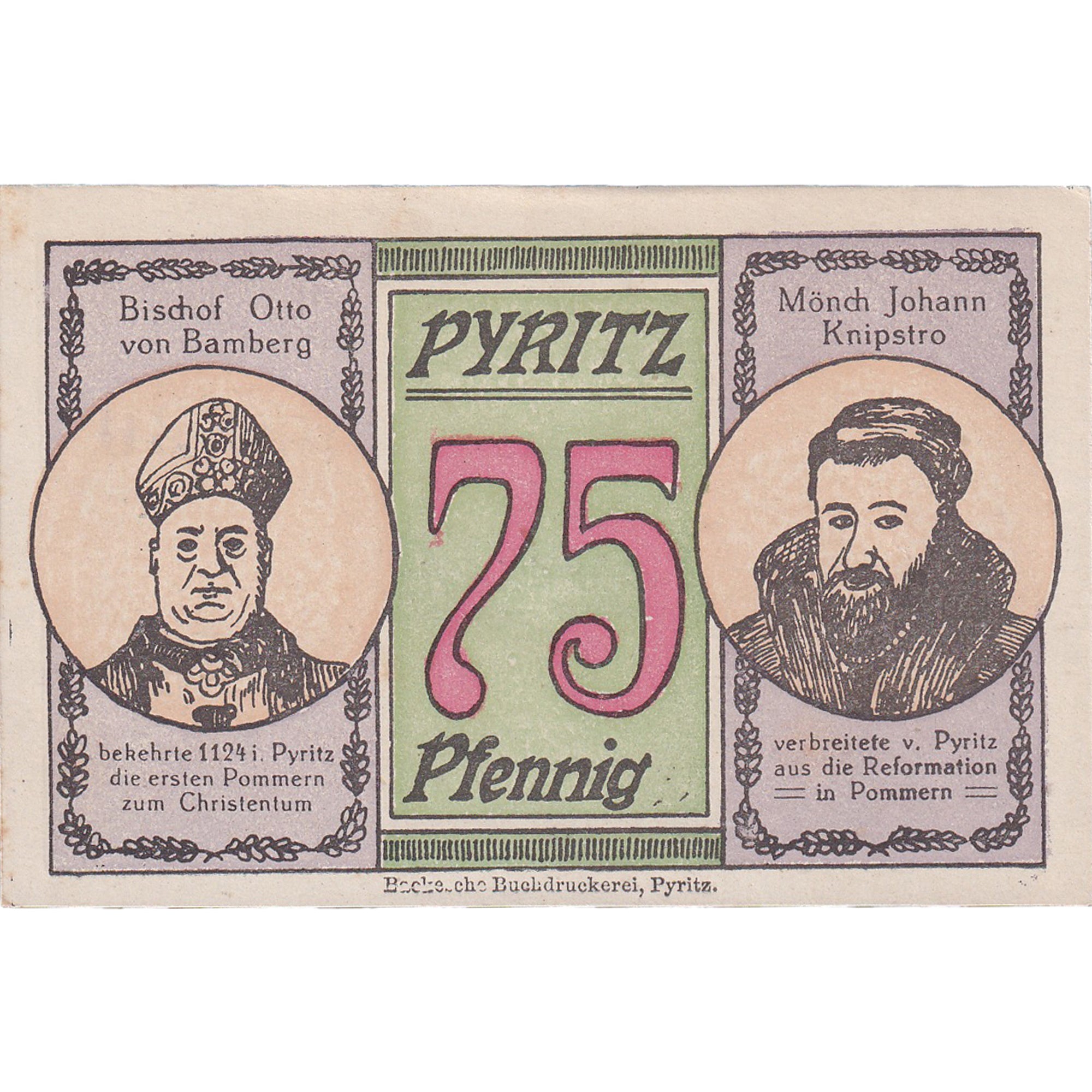 Banconote, Germania, Pyritz, 75 Pfennig, portrait 1921-11-01, SPL Mehl:1083.2b