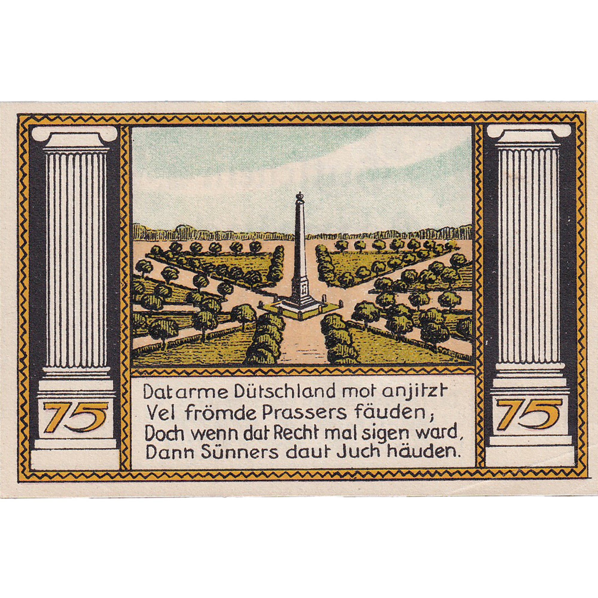 Geldschein, Deutschland, Putbus, 75 Pfennig, colonne 1922-03-15 UNZ- Mehl:1081.1