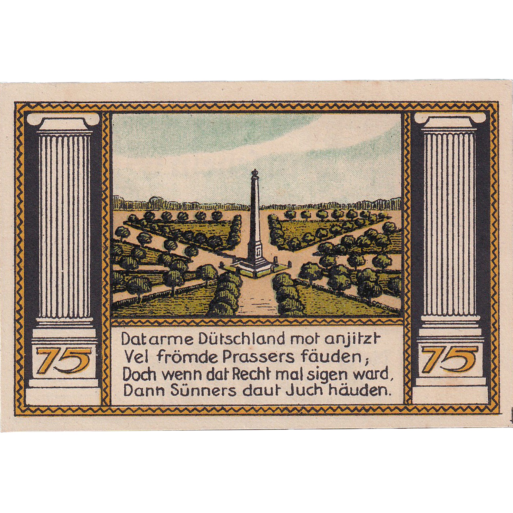 Banknot, Niemcy, Putbus, 75 Pfennig, colonne 1, 1922-03-15, UNC(63) Mehl:1081.1