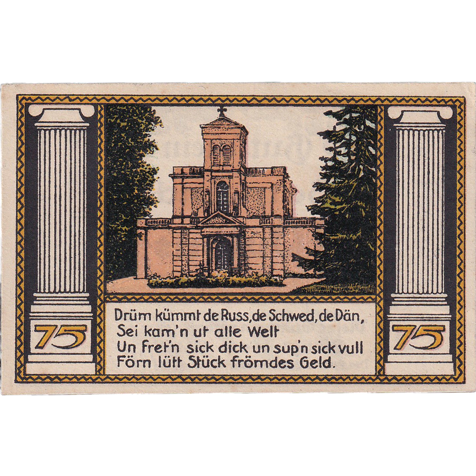 Banknot, Niemcy, Putbus, 75 Pfennig, Eglise 1922-03-15, UNC(63) Mehl:1081.1