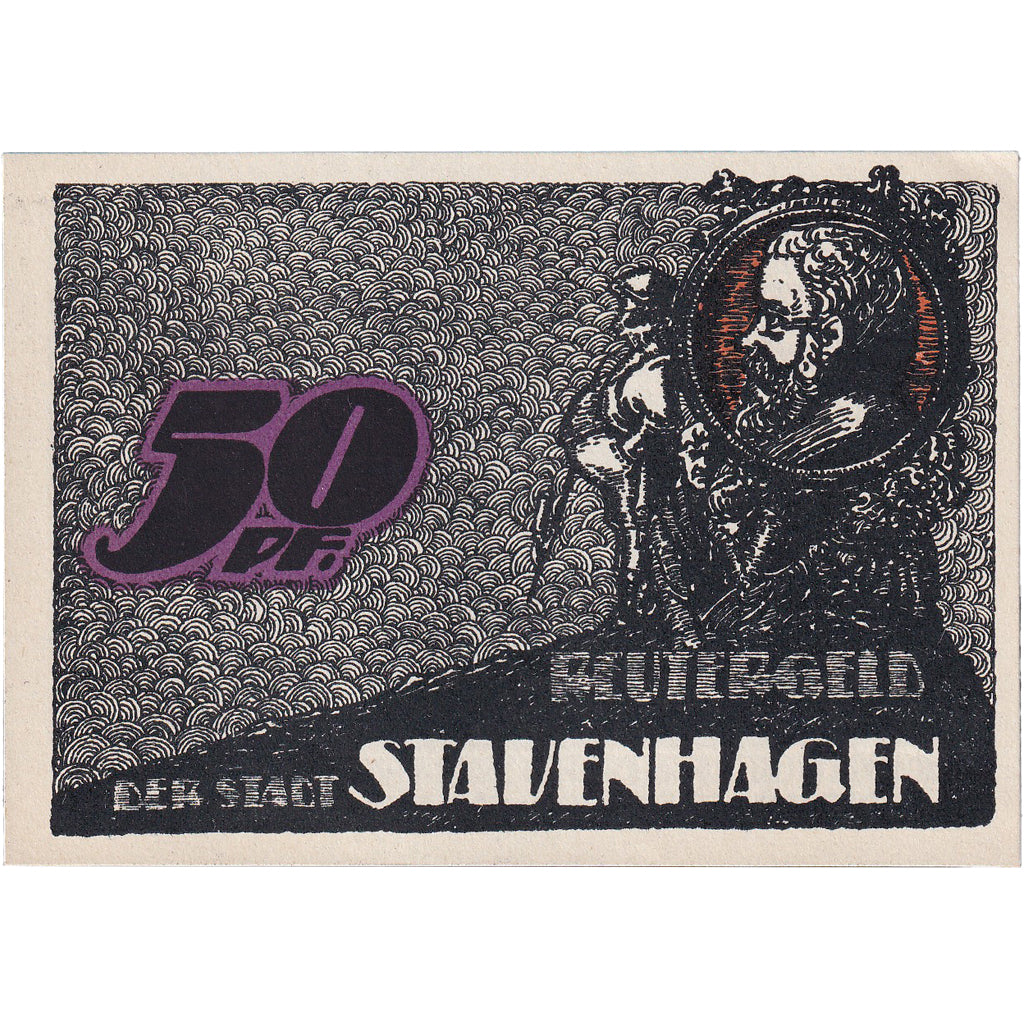 Banknot, Niemcy, Stavenhagen, 50 Pfennig, parc 1921-12-31, UNC(63) Mehl:1257.2