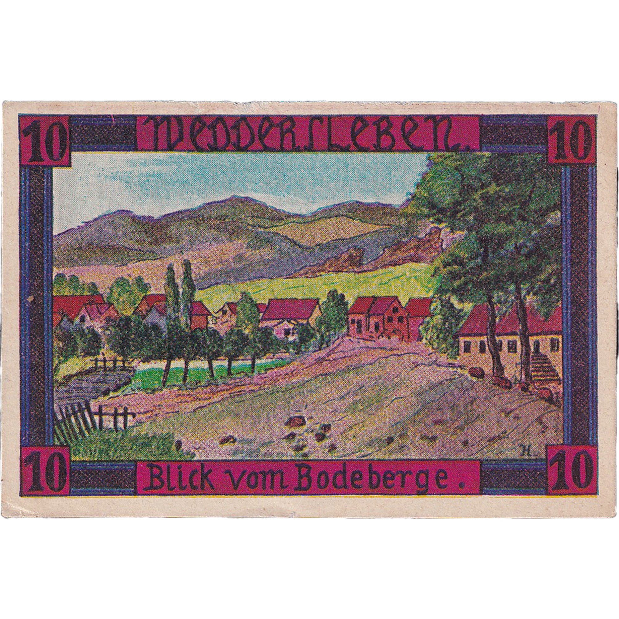 Geldschein, Deutschland, Weddersleben, 10 Pfennig paysage 1921 UNZ- Mehl:1386.2a