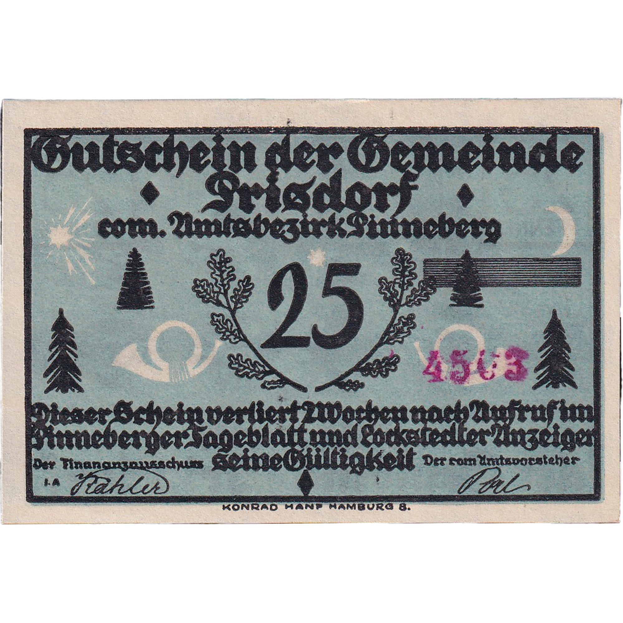 Geldschein, Deutschland, Prisdorf, 25 Pfennig, Forêt, 1921, UNZ-, Mehl:1076.1