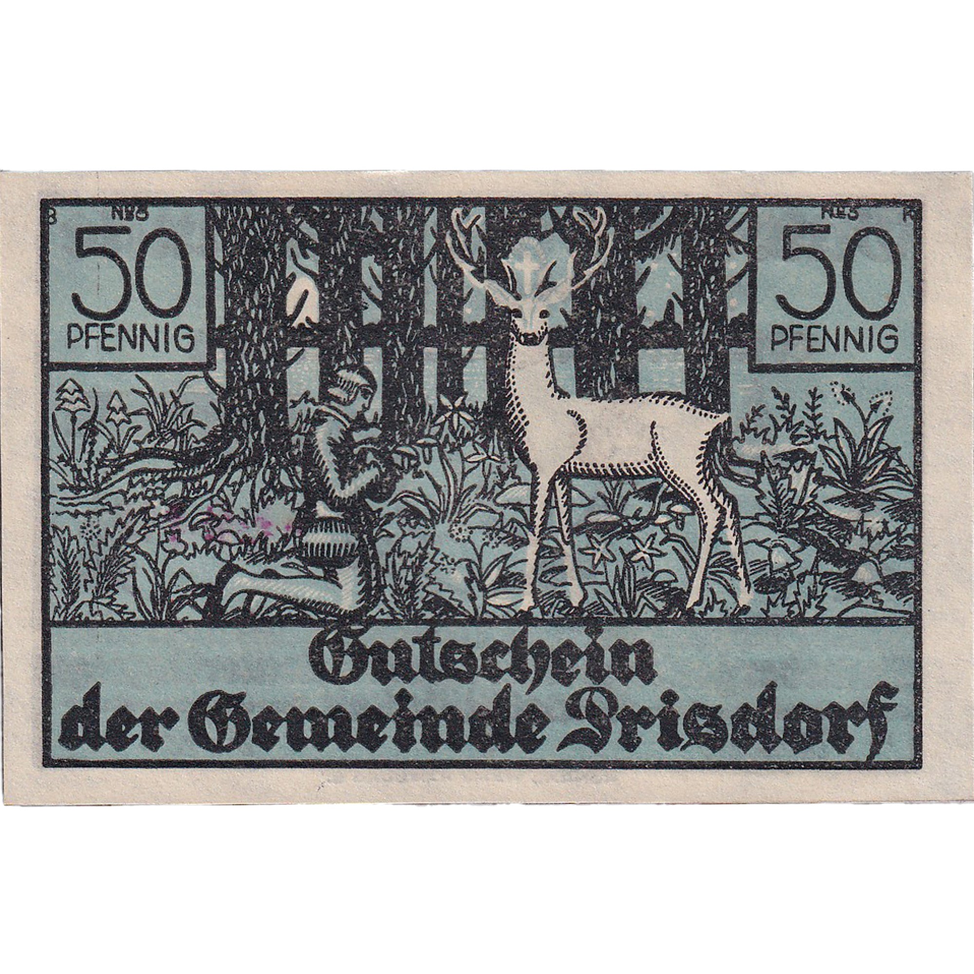 Banconote, Germania, Prisdorf, 50 Pfennig, cerf, 1921, SPL, Mehl:1076.1