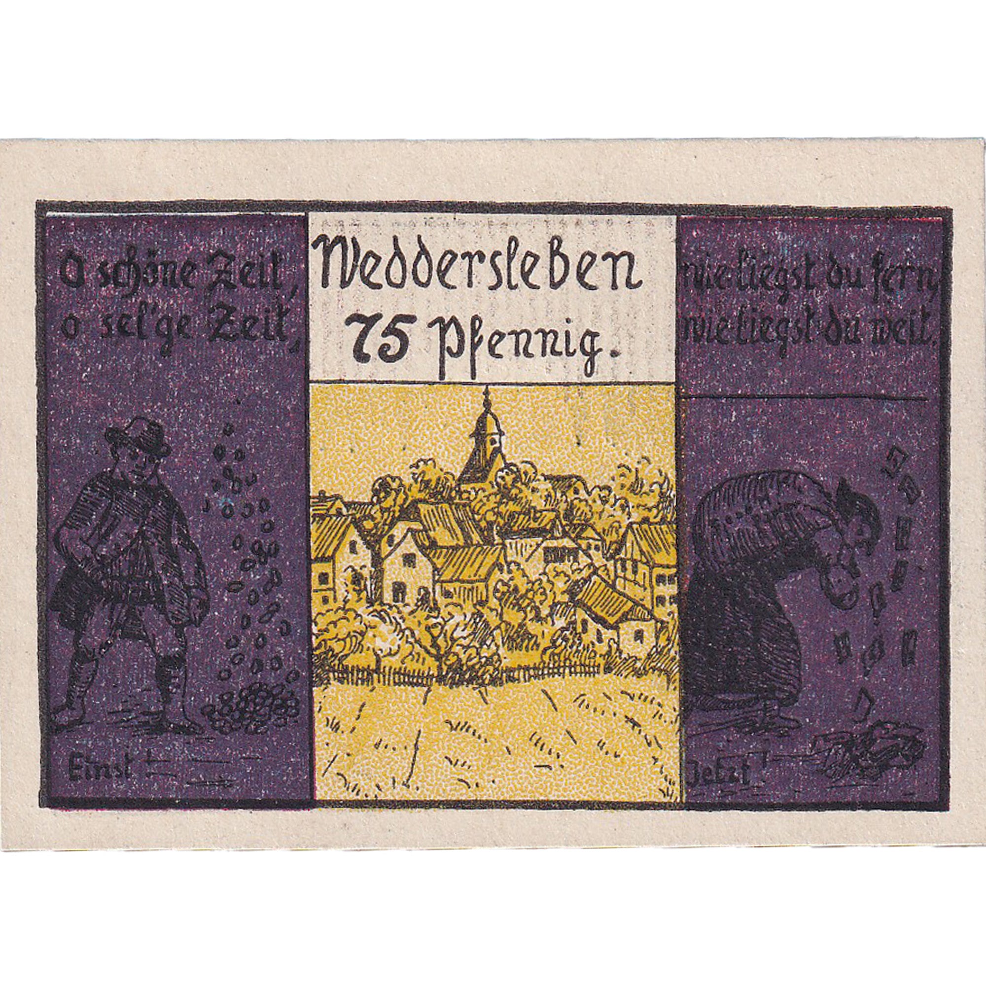 Billet, Allemagne, Weddersleben, 75 Pfennig, village, 1921, SPL, Mehl:1386.1