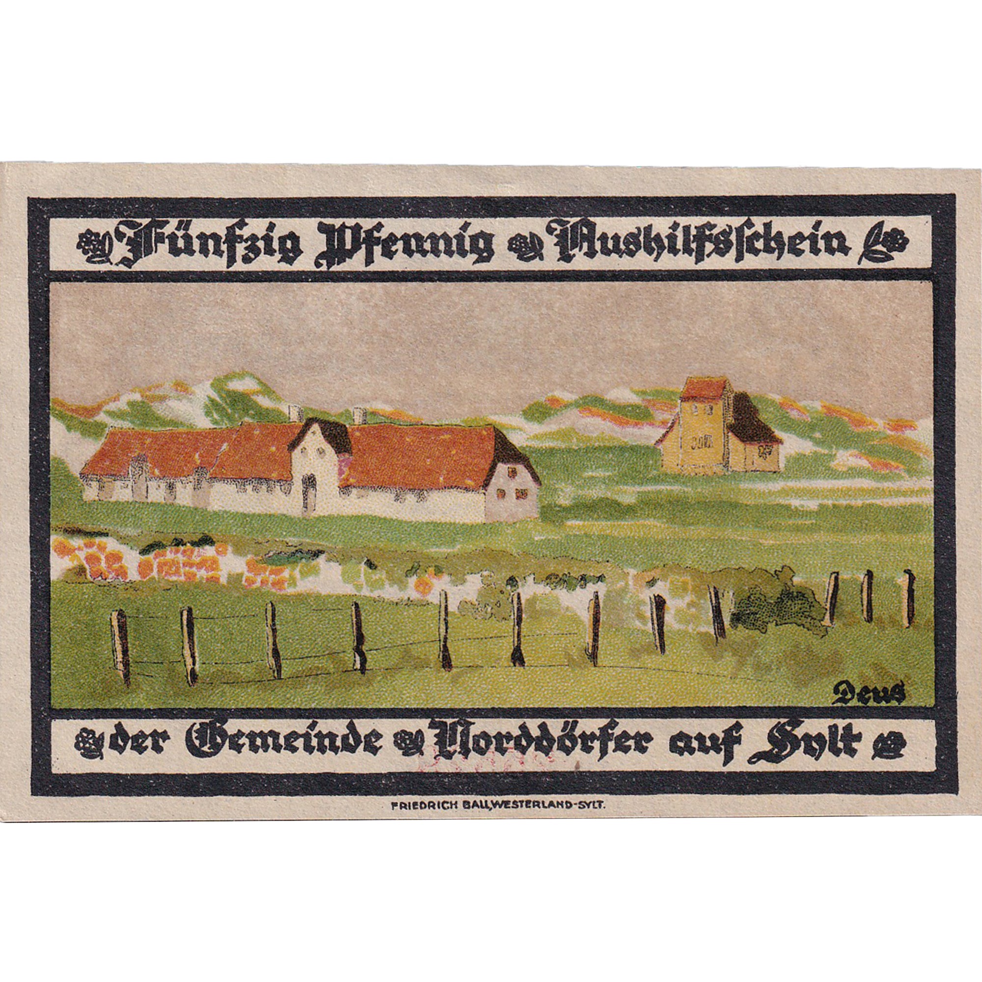 Billet, Allemagne, Wenningstedt, 50 Pfennig, ferme 1921-08-15, SPL Mehl:1405.1