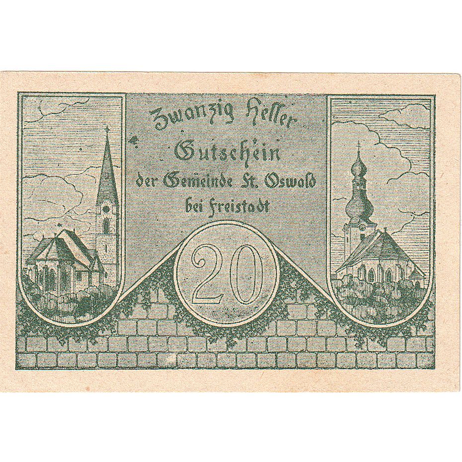 Biljet, Oostenrijk, St Oswald, 20 Heller, Eglise 1920-11-01, SPL, Mehl:FS 917