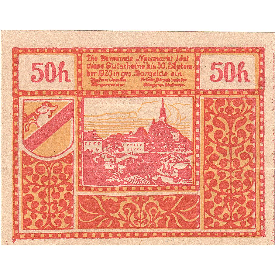 Biljet, Oostenrijk, Salzburg, 50 Heller, voilier 1920-09-30, SPL Mehl:FS 660a