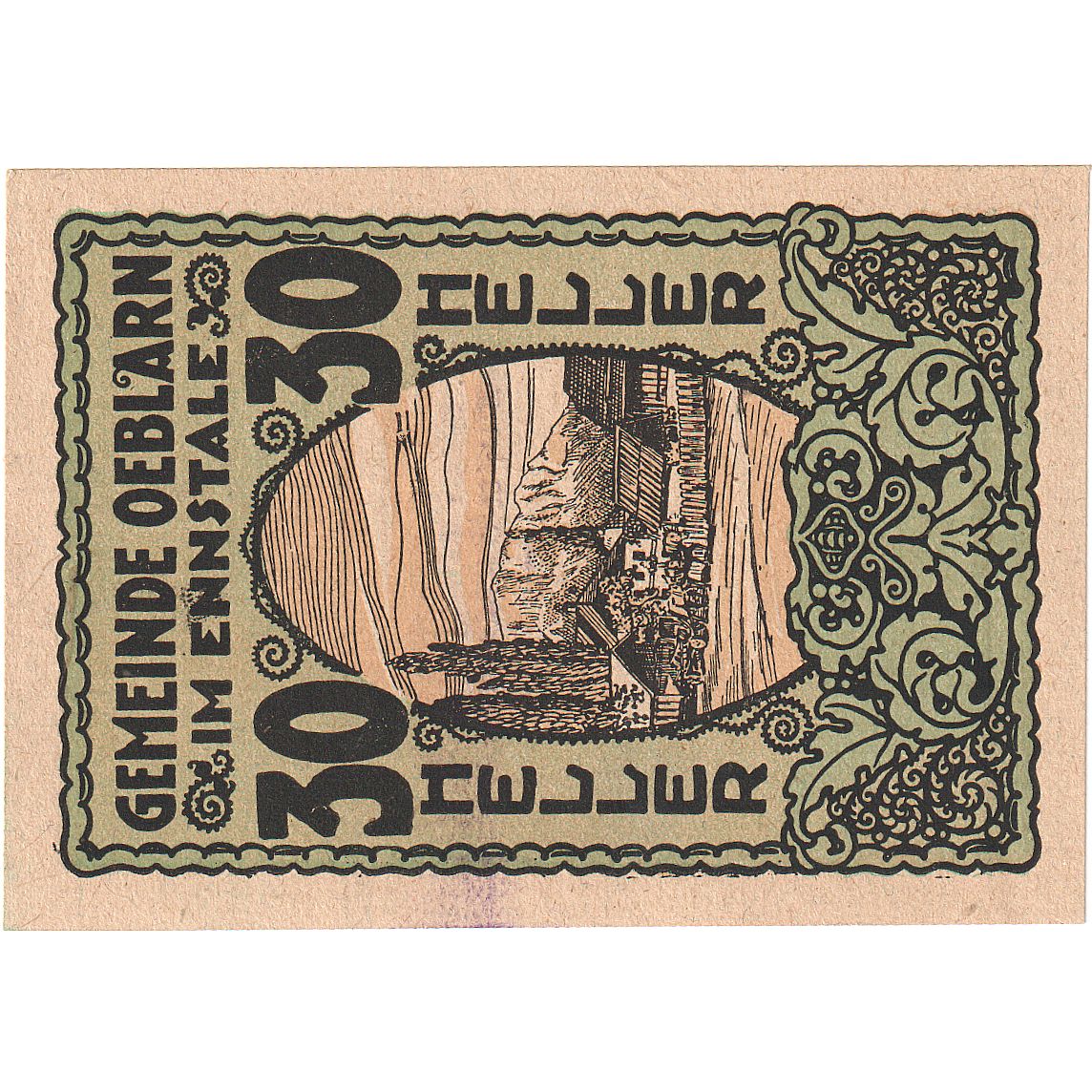 Geldschein, Österreich, Oeblarn, 30 Heller, village, 1920, UNZ- Mehl:FS 700IIa