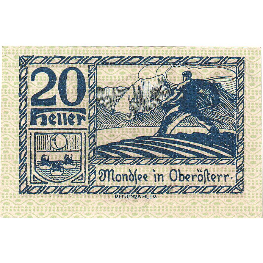 Geldschein, Österreich, Mondsee, 20 Heller, paysage, 1920, UNZ- Mehl:FS 626a1