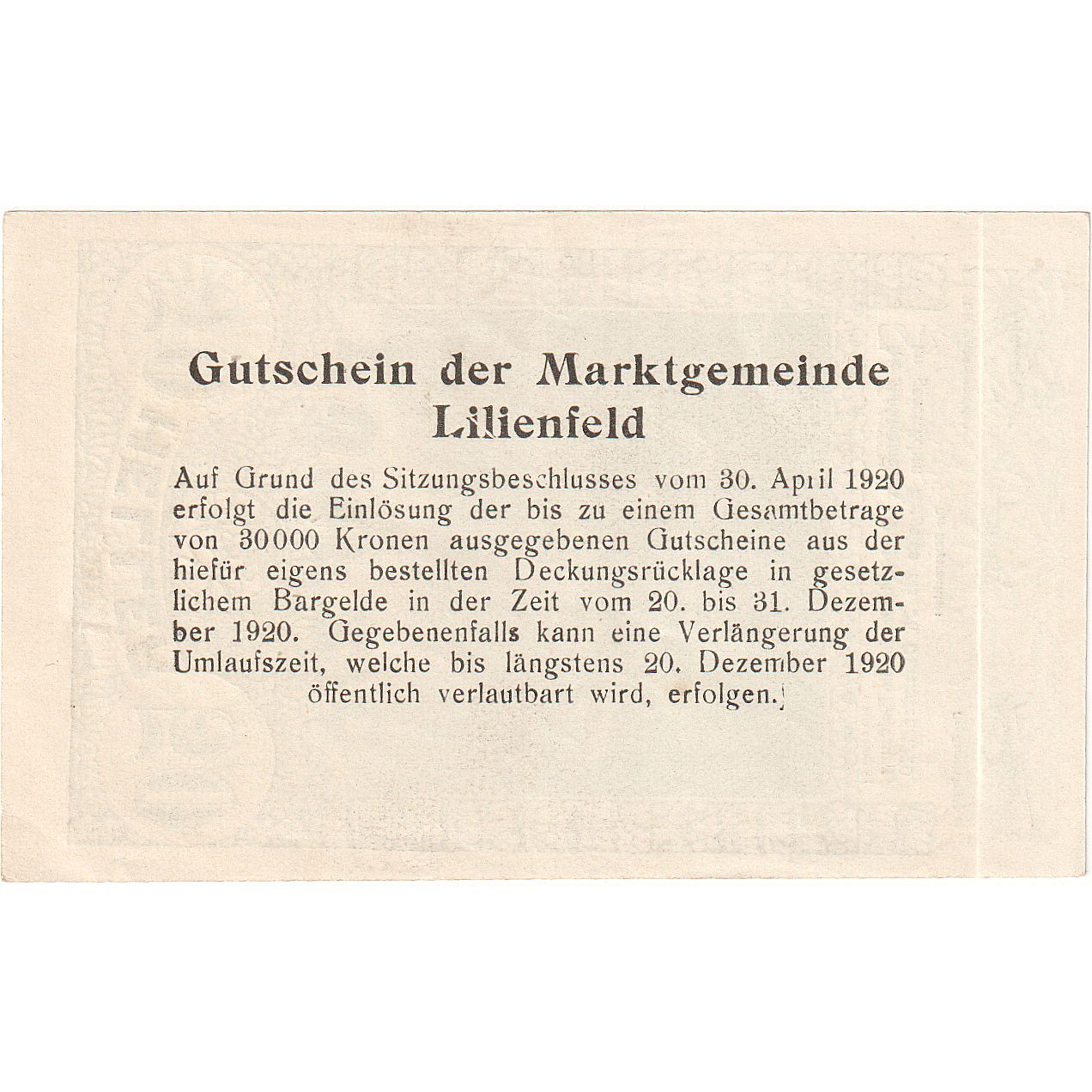 Billete, Austria, Lilienfeld, 50 Heller, paysage, 1920 SC, Mehl:FS 523IaB