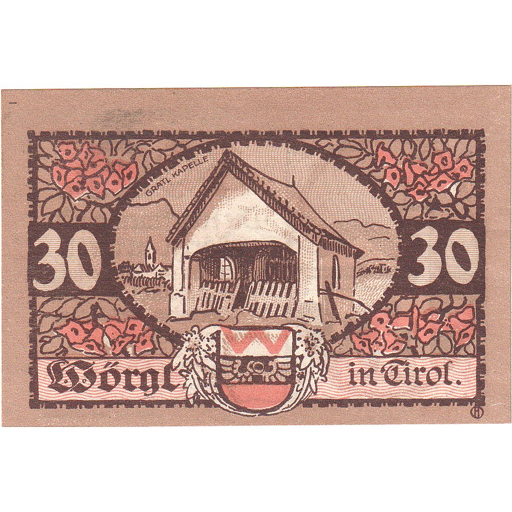 Biljet, Oostenrijk, Worgl, 30 Heller, Eglise 1920-12-31, SPL Mehl:FS 1252a