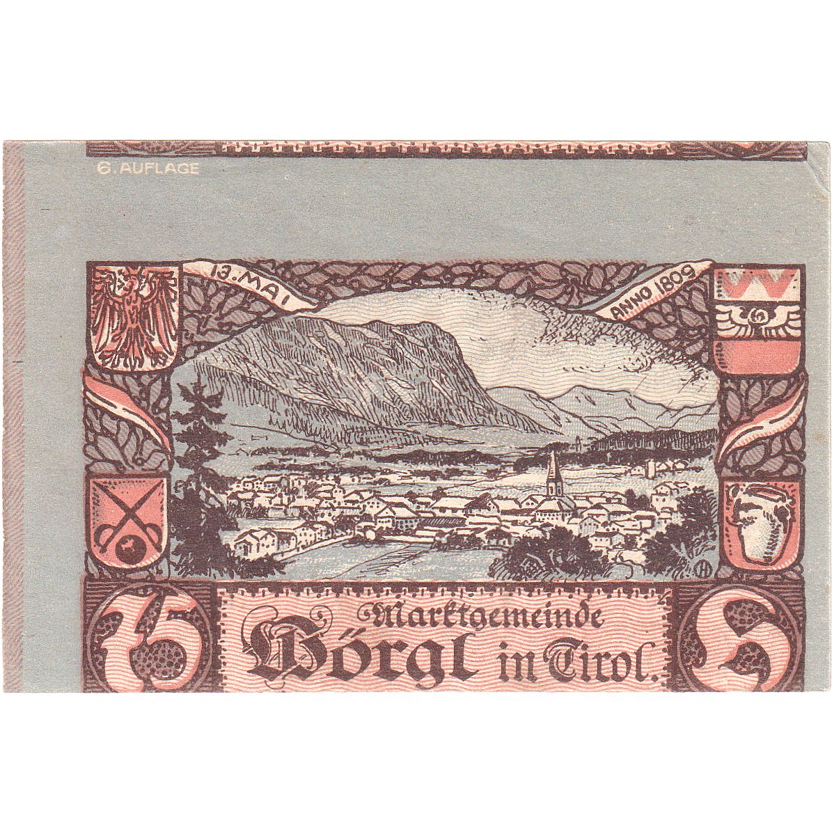 Billete, Austria, Worgl, 75 Heller, paysage, 1920, 1920-12-31, SC, Mehl:FS 1252a