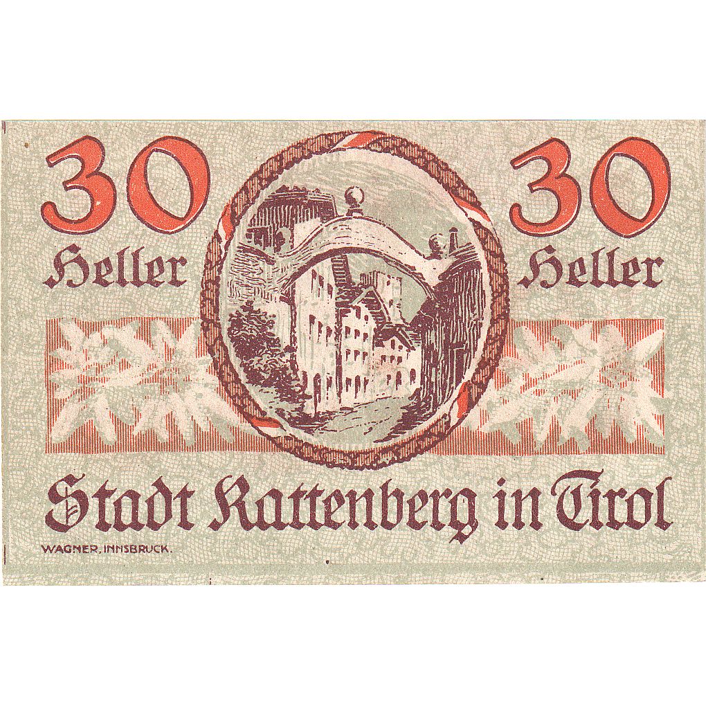 Billete, Austria, Rattenberg, 30 Heller, Blason 1920-12-31, SC Mehl:FS 821I