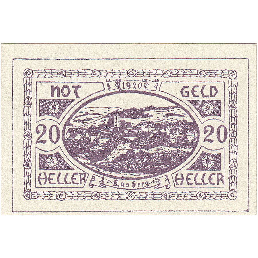Geldschein, Österreich, Lasberg, 20 Heller, village 1921-01-31 UNZ- Mehl:FS 505a