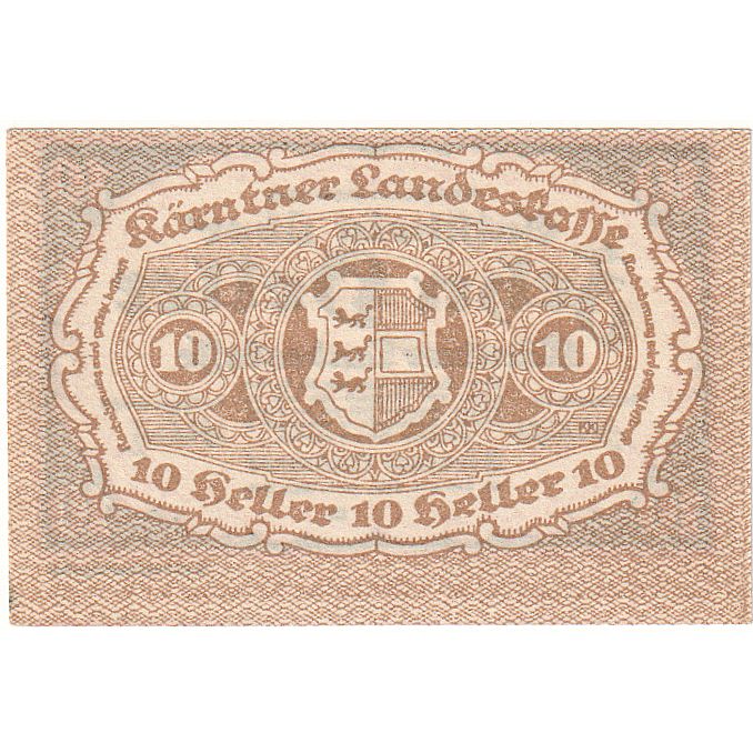 Billet, Autriche, Landesrat, 10 Heller, Blason, 1920, SPL, Mehl:P-S108