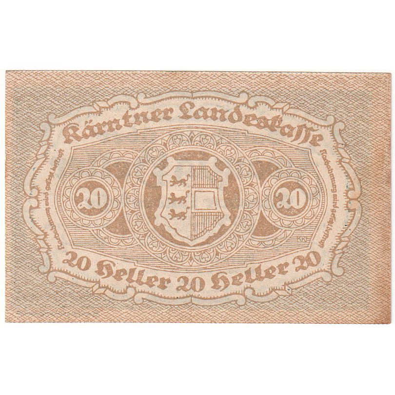 Billet, Autriche, Landesrat, 20 Heller, Texte, 1920, SPL, Mehl:P-S108