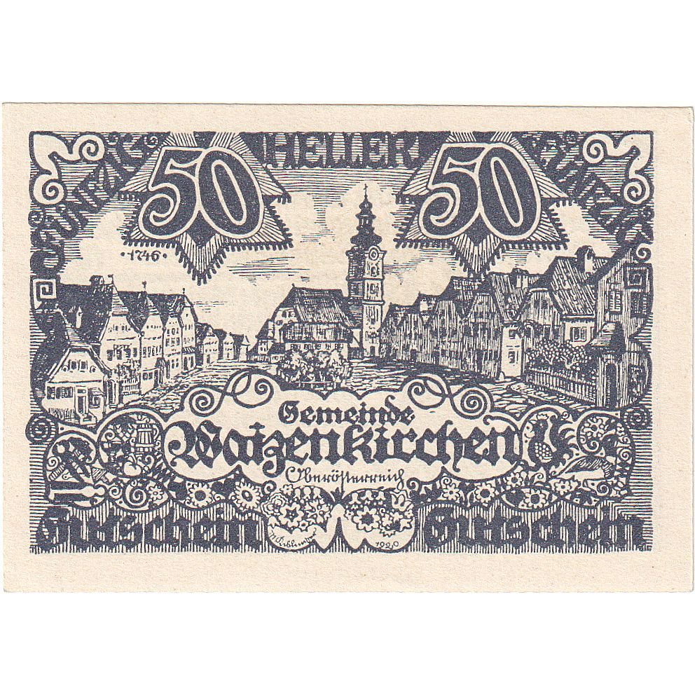 Billet, Autriche, Waizenkirchen, 50 Heller, Ville, 1920 SPL Mehl:FS 1128a