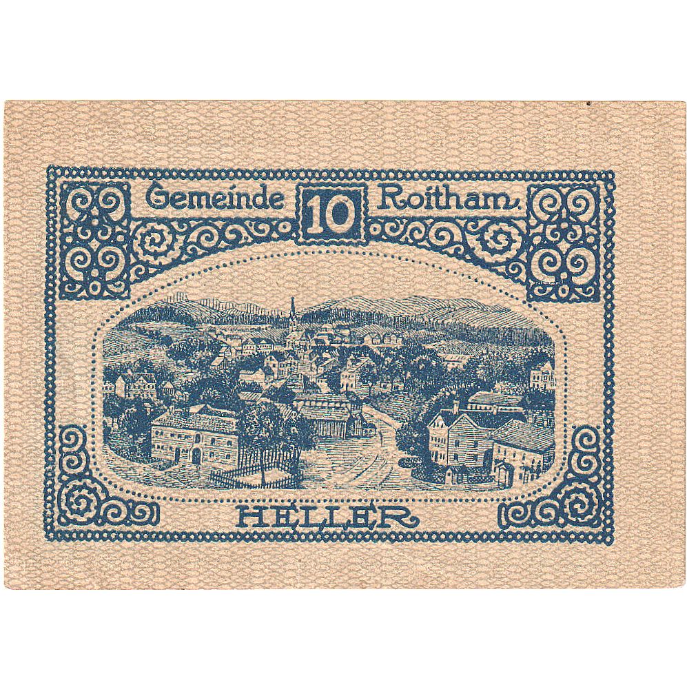 Billet, Autriche, Roitham, 10 Heller, village 1920-12-31, SPL Mehl:FS 843a
