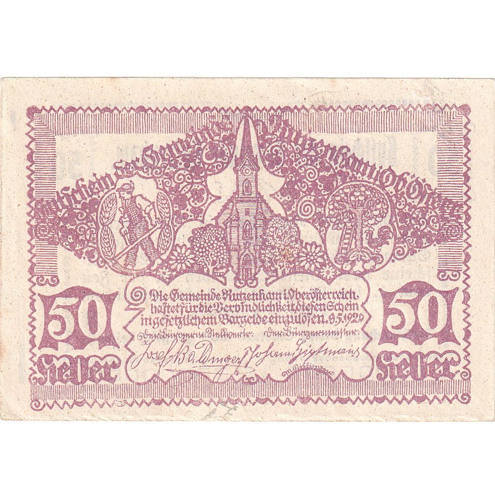 Banknote, Austria, Rutzenham, 50 Heller, Eglise 1921 AU(55-58) Mehl:FS 858Ib