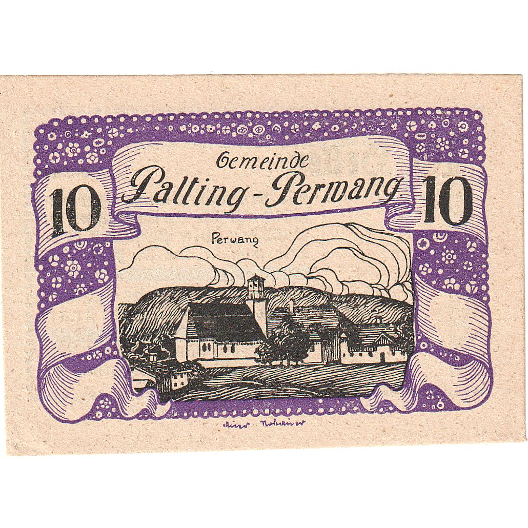 Biljet, Oostenrijk, Palting-Perwang, 10 Heller, Eglise, 1921 SPL Mehl:FS 720a3