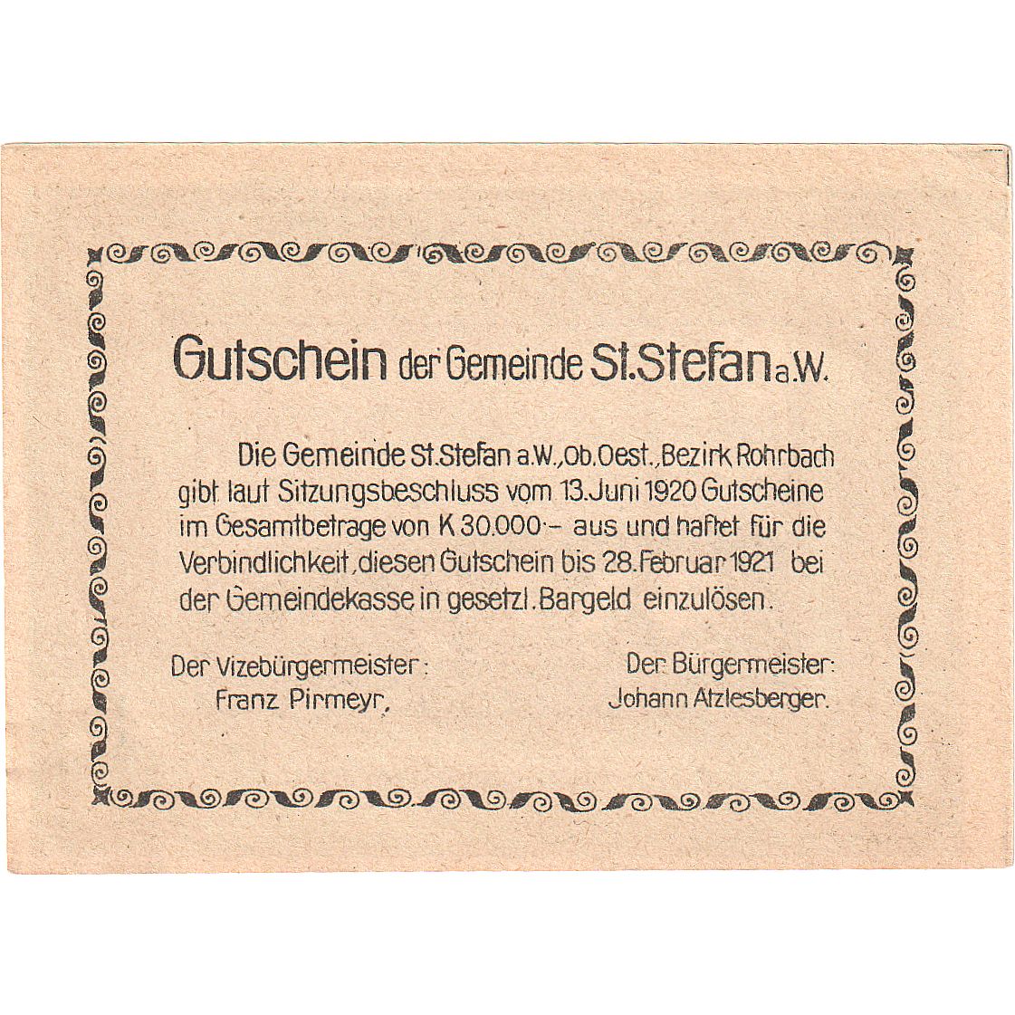 Billete, Austria, St Stefan, 50 Heller, village 1921-02-28, SC, Mehl:FS 937a