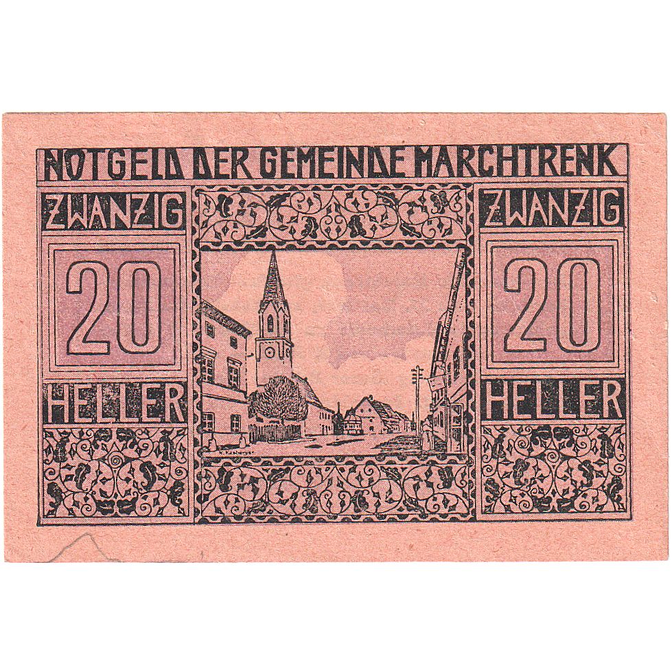 Biljet, Oostenrijk, marchtrenk, 20 Heller, Eglise, 1920 SPL Mehl:FS 581c