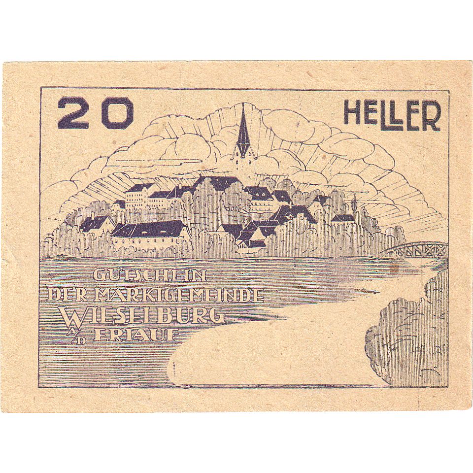 Biljet, Oostenrijk, Wieselburg, 20 Heller, village, 1920 SPL Mehl:FS 1231a