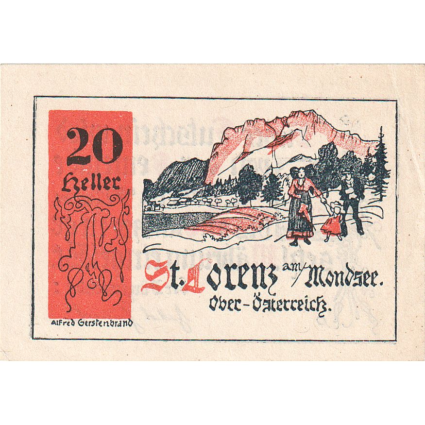 Biljet, Oostenrijk, St Lorenz, 20 Heller, paysage, 1920 SPL Mehl:FS 904a