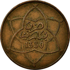 Coin, Morocco, Yusuf, 5 Mazunas, 1912, bi-Bariz, Paris, EF(40-45), Bronze