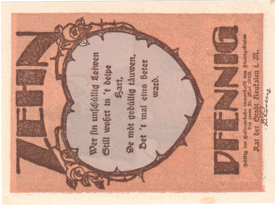 Germania, Neukalen, 10 Pfennig, 1922-05-31, SPL