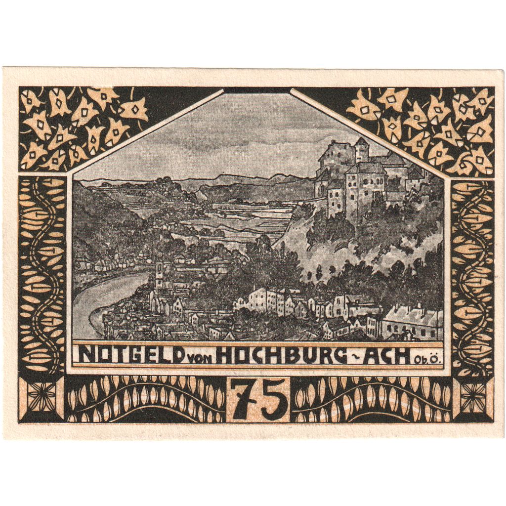 Autriche, Hochburg-Ach, 75 Heller, paysage, 1920, 1920-12-15, SPL