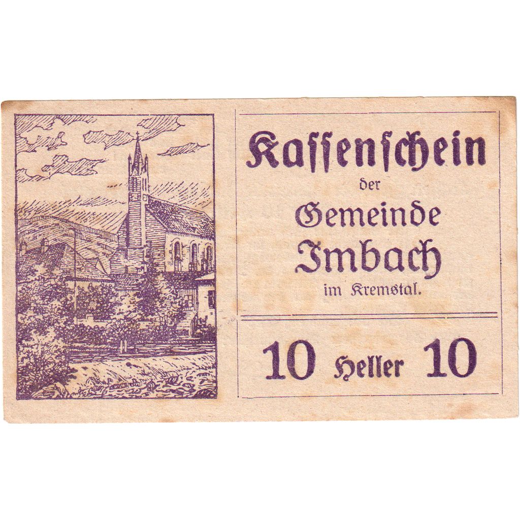 Austria, Imbach, 10 Heller, Eglise, 1920, 1920-12-31, AU(55-58), Mehl:FS 404IIc